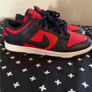 Nike Dunk Low Gradeschool 7Y Red and Navy Sneakers
